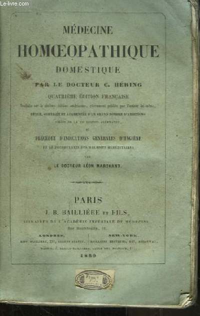 Médecine Homéopathique Domestique. - HERING C. Dr - 1860 - Afbeelding 1 van 1