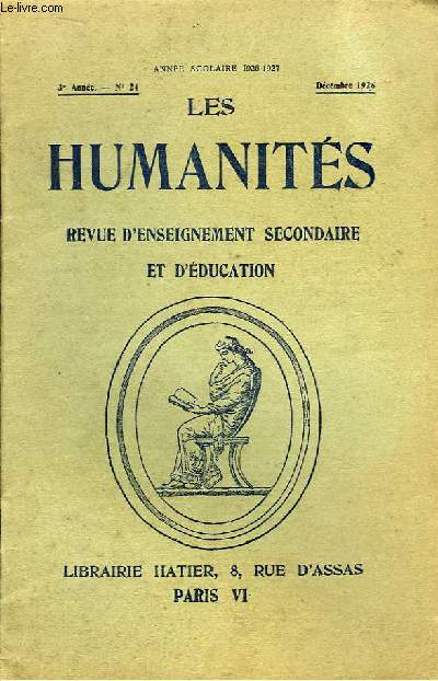 Les Humanits. Revue d'Enseignement Secondaire et d'Education. N24 - 3me anne.