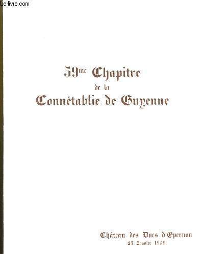 59 me Chapitre de la Conntablie de Guyenne. Menu du 24 janvier 1959