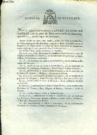 Lettre religieuse, donne  Bordeaux le 20 avril 1805.