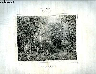 Le Charivari N°105 - 9ème année. Salon de 1840 - Le rendez-vous de chasse, par Hyp. Garneray.