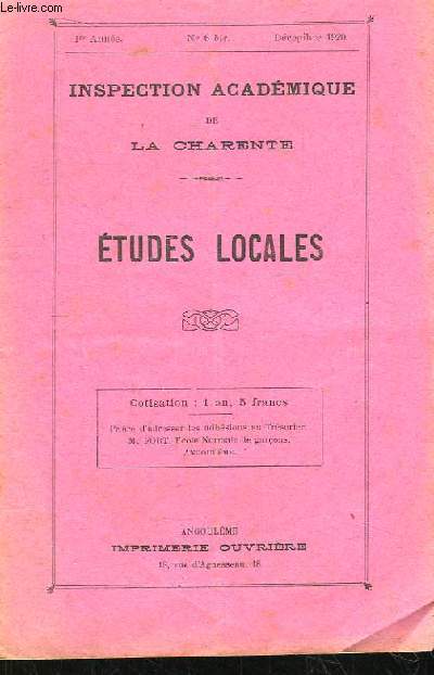 Inspection Acadmique de la Charente. Etudes locales. N6 bis - 1re anne : Lectures et Dictes charentaises.