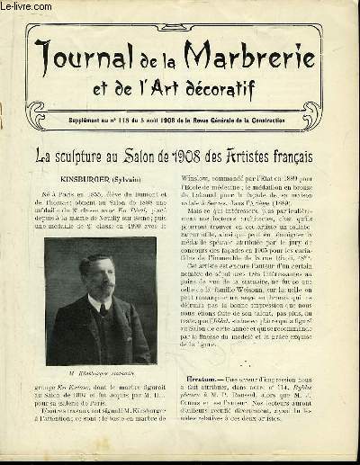 Journal de la Marbrerie et de l'Art dcoratif. Supplment au n115 de la Revue Gnrale de la Construction : Sylvain Kinsburger, Georges Perraud, Franois-Laurent Rolard - Une transformation utile dans les coutumes des industries du btiment