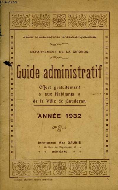 Guide Administratif. Anne 1932