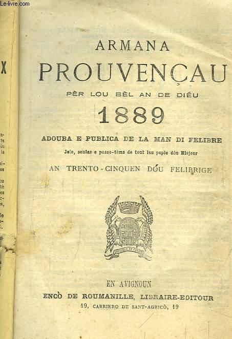 Armana Prouvenau, pr lou bl an de Diu 1889