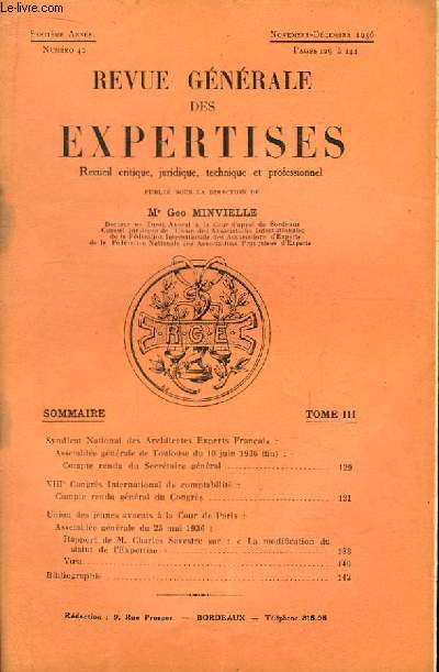 Revue Gnrale des Expertises. N42 - 7me anne.