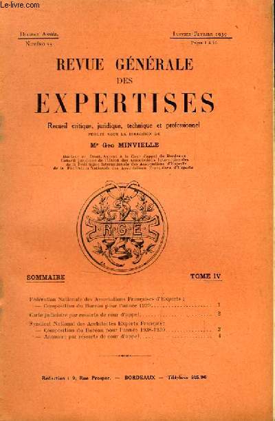 Revue Gnrale des Expertises. N55 - 10me anne.