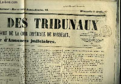 Courrier des Tribunaux N316. Journal de Ressort de la Cour Impriale de Bordeaux. Feuille d'annonces judiciaires.