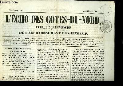 L'Echo des Ctes-du-Nord, du jeudi 9 fvrier 1854 - 17me anne.