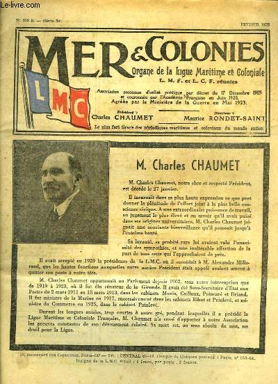 Mer & Colonies N°252 B - Série 34 : M. Charles Chaumet - Croisière de la 