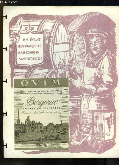 Planche illustrée de l'OVIM, Office Vinicole de mise en bouteilles, Négociant à Bordeaux (Gironde), France.