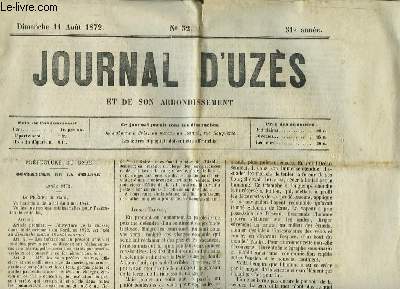 Journal d'Uzs et de son arrondissement N32 - 51e anne : Ouverture de la chasse - Collge d'Uzs