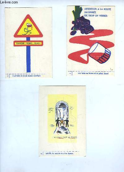 Lot de 3 Cartes Postales de la Prvention contre l'Alcool au Volant.