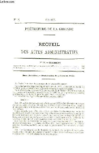 Recueil des Actes Administratifs N18 : Race chevaline - Colportage.