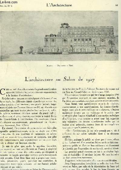 L'Architecture. N6 - Volume XL : L'architecture au Salon de 1927 - Le Muse Claude Monet  l'Orangerie des Tuileries ...