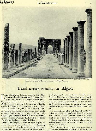 L'Architecture. N5 - Volume XLIII : L'architecture romaine en Algrie - L'architecture musulmane en Algrie, par Pauty - Alger et ses agrandissements, par Jean Bevia.
