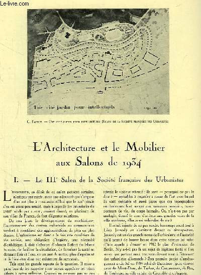 L'Architecture. N6 - Volume XLVII : L'Architecture et le Mobilier au Salon de 1934 - Le nouveau jardin zoologique -