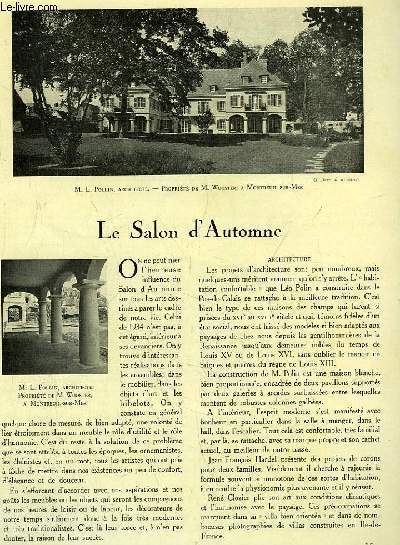 L'Architecture. N12 - Volume XLVII : Le Salon d'Automne - La gare de Mulhouse, par Schule, Doll et Gelis - Les Htels en tours du col de Sestrires, par Victor Bonade-Bottino -