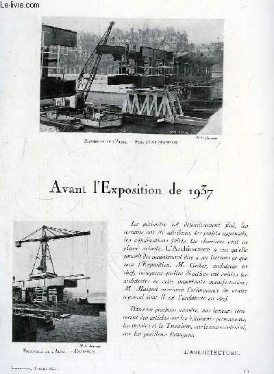 L'Architecture. N2 - Volume L : Avant l'Exposition de 1937 - Le Centre Rgional  L'Exposition de 1937 -