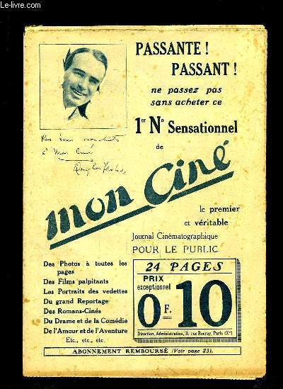 Mon Cin N1 : Le signe de Zorro, adapt par Boisyvon - Effets de neige sur l'cran, par Crawell - Le Pre Goriot, de Baroncelli d'aprs Balzac - Zigoto l'homme qui fait rire ...