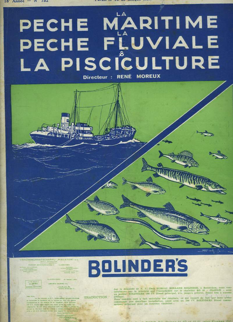 La Pche Maritime, la Pche Fluviale & la Pisciculture. 18me anne - N 752 : Les mesures immdiates  prendre pour relever l'industrie de la pche  la morue, par J. Duhamel - Le transport du poisson - Les essais du moteur du 