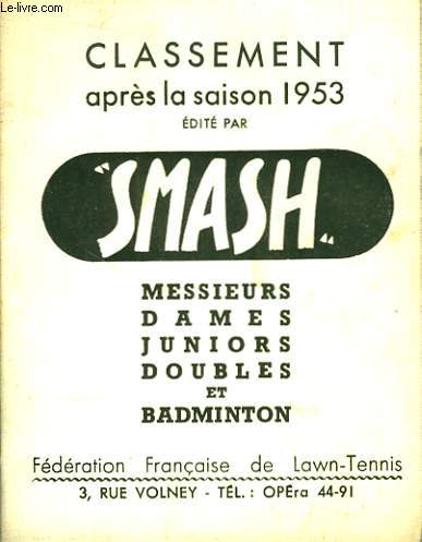 Classement aprs la saison 1953. Dames, Messieurs, Juniors, Doubles et Badmington.