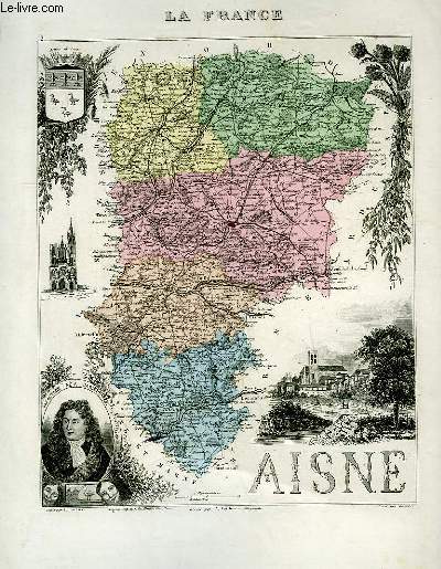 1 carte grave en couleurs de l'Aisne - N2