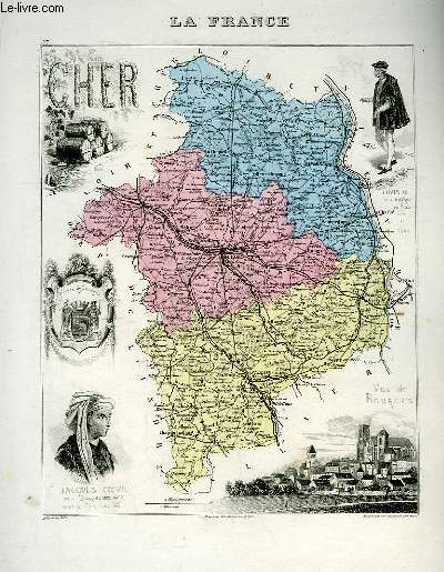 1 carte grave en couleurs du Cher - N17