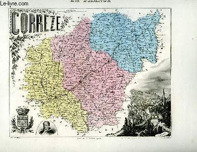 1 carte grave en couleurs de la Corrze - N18