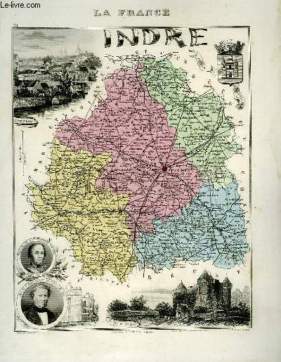 1 carte grave en couleurs de l'Indre - N35