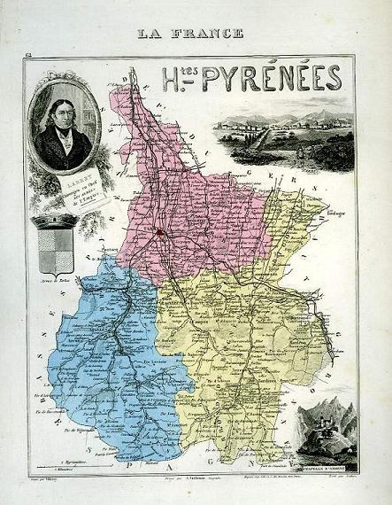 1 carte grave en couleurs des Hautes-Pyrnes - N64