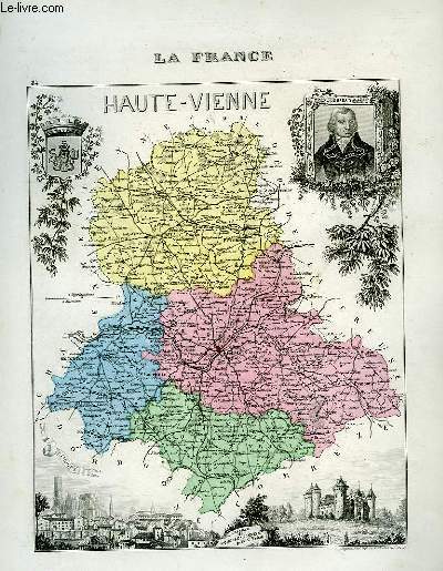 1 carte grave en couleurs de la Haute-Vienne - N84