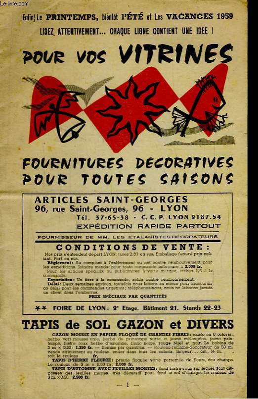 Catalogue de Fournitures Dcoratives, Articles Saint-Georges, pour toutes saisons. Tapis de sol gazon, dcoration en relief principe EMA ...