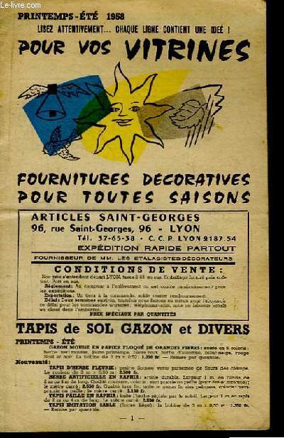 Catalogue de Fournitures Dcoratives, Articles Saint-Georges, pour toutes saisons. Tapis de sol gazon, dcoration en relief principe EMA ...