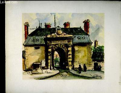 Aquarelle en couleurs de l'Hpital de La Salptrire,  Paris.