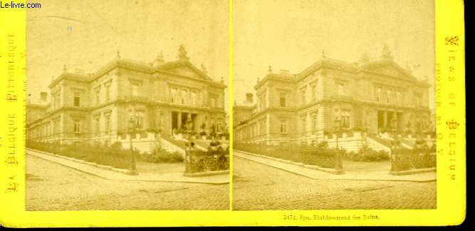 1 planche compose de 2 photographies (identiques) anciennes albumines : La Belgique Pittoresque et Monumentale n3474 : Spa, Etablissement des Bains.
