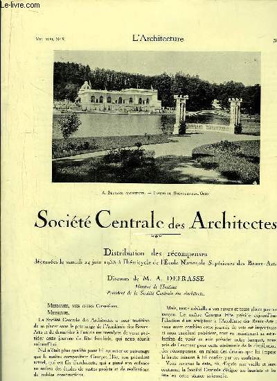 L'Architecture. N9 - Volume XLVI : Socit Centrale des Architectes - Le grand march couvert de Ble (Suisse) - La Socit gnrale alsacienne de banque  Mulhouse, par Mewes ...