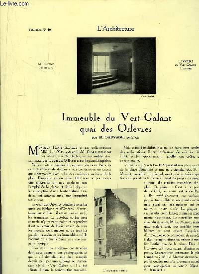 L'Architecture. N10 - Volume XLVI : Immeuble du Vert-Galant quai des Orfvres, par Sauvage - Les limites actuelles de la hauteur des tours - L'architecture des Muses.