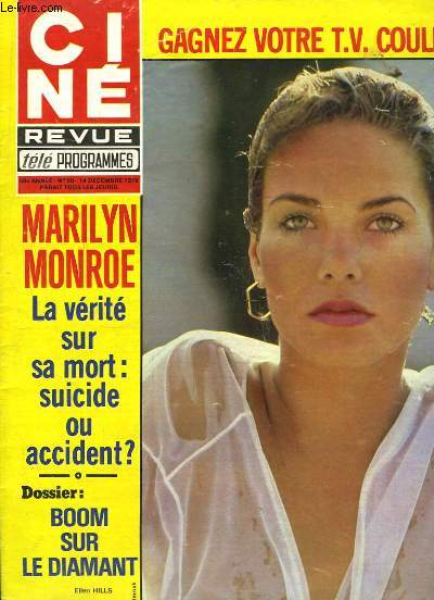 Cin-Revue Tl-programmes N50 - 58e anne : Marilyn Monroe, la vrit sur sa mort : suicide ou accident ? - Boom sur le diamant - Poster d'Erika Blanc.