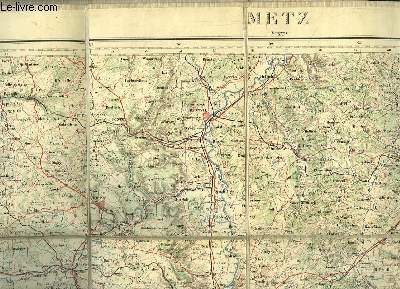 Carte en couleurs, dpliante et entoile, de Metz et Saverne. Feuilles N18 et 19.