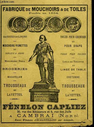 Dpliant Fnlon Capliez, Fabrique de Mouchoirs & de Toiles,  Cambrai (Nord)