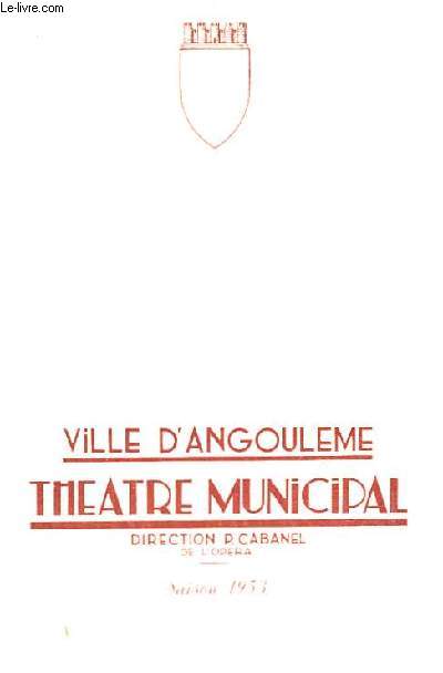 Programme du Thtre Municipal d'Angoulme. Saison 1953