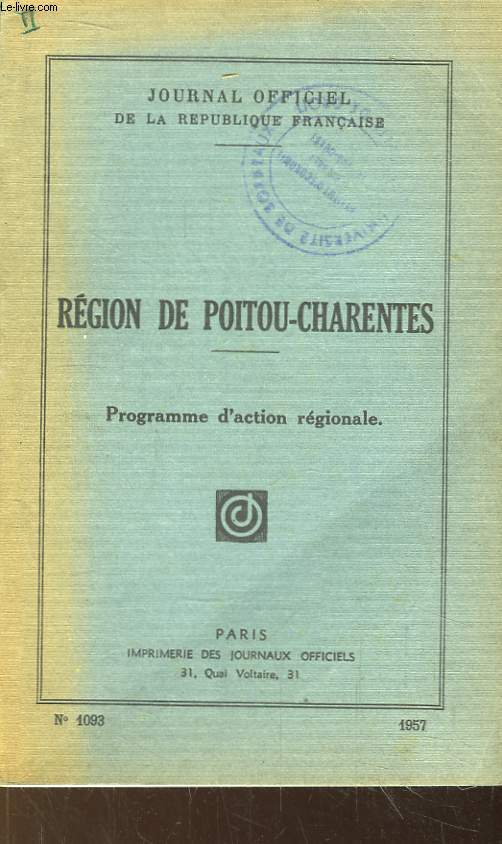 Rgion de Poitou-Charentes. Programme d'Action Rgionale. N1093