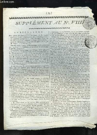 Supplment au Bulletin du Dpartement de la Charente Infrieure NVIII : Causes du dprissement des forts - Liste du nouveau Ministre Anglais