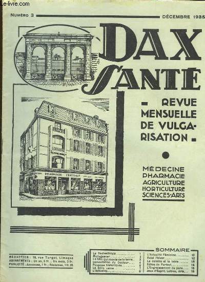 Dax Sant N3 : La Radiesthsie, par le Dr Sacerdot - Madagascar - Poupes historiques - L'Engraissement du Porc ...