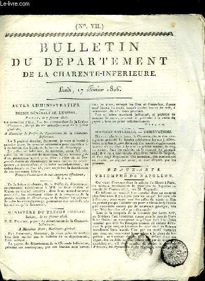 Bulletin du Dpartement de la Charente-Infrieure NVII :