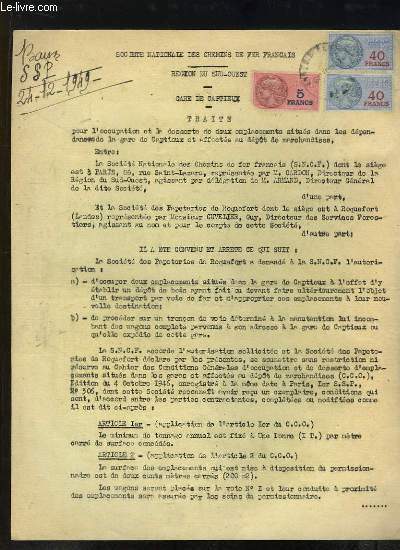 Trait pour l'occupation et la desserte de deux emplacements situs dans les dpendances de la gare de Captieux.