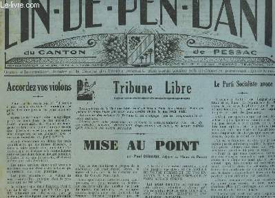 L'Indpendant du Canton de Pessac N113 - 3e anne : Mise au point, par Paul Debaigt - Le Parti Socialiste avoue
