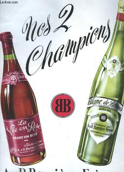 Affiche publicitaire A. & R. Barrire Frres. Nos 2 Champions : 