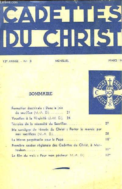 Cadettes du Christ N3 - 13e anne : Dans la joie du sacrifice - Vocation  la Virginit ...